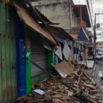 Marquise desaba após forte chuva no São Gabriel, em BH; Nordeste teve 73 mm em 12 horas