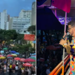 Chuva não desanima foliões durante cortejo da Banda Mole em BH