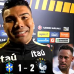 Casemiro responde sobre Neymar na Copa após revés da Seleção Brasileira