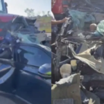 Motorista sai ileso de carro esmagado após engavetamento na BR-381, na Grande BH